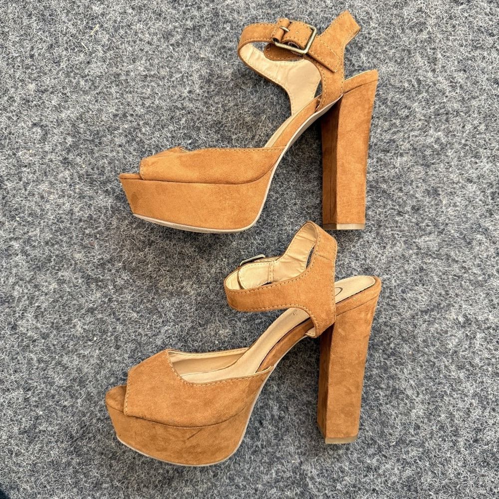 Candie's Baskin Platform Sandals Faux Suede Tan - Picture 3 of 14